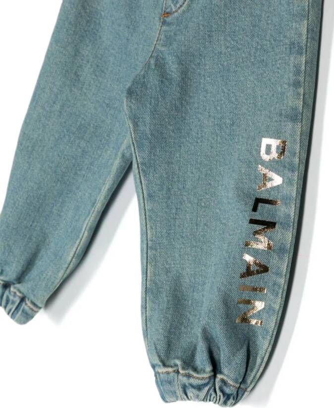 Balmain Kids Jeans met toelopende pijpen Blauw
