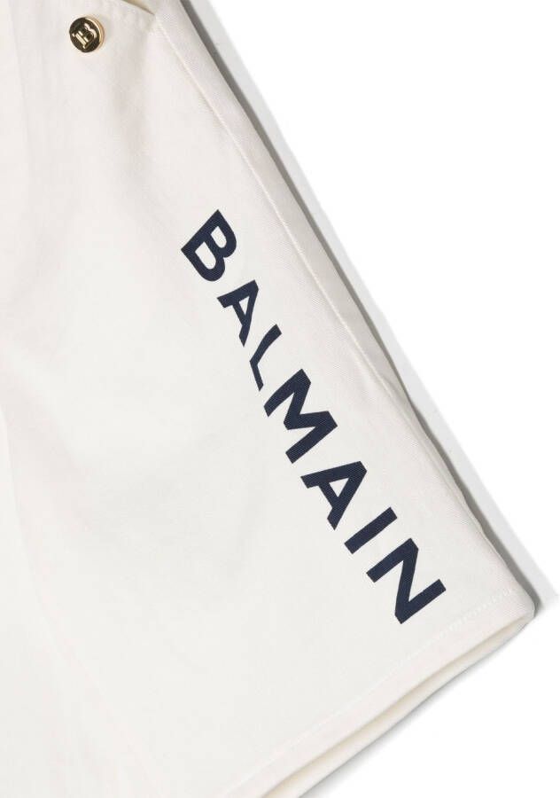 Balmain Kids Knielange shorts Wit