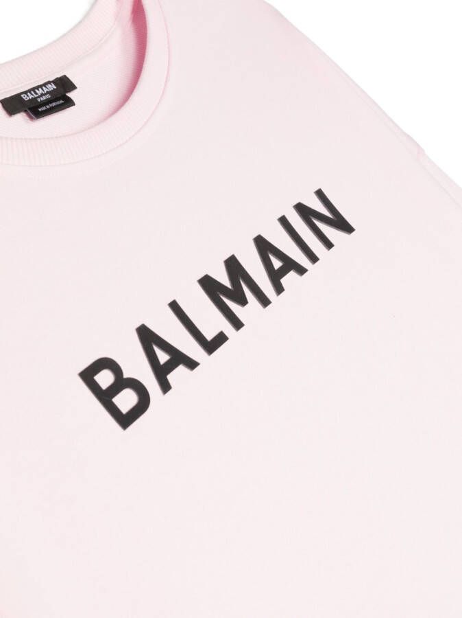 Balmain Kids Sweater met logoprint Roze