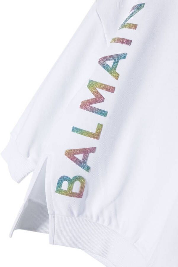 Balmain Kids Katoenen sweater met logoprint Wit
