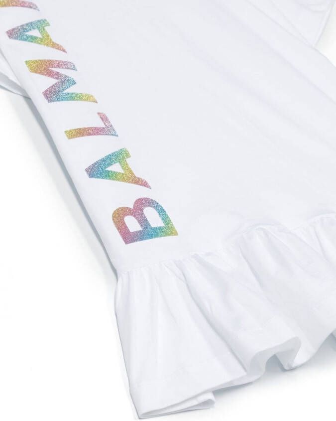 Balmain Kids T-shirtjurk met logoprint Wit