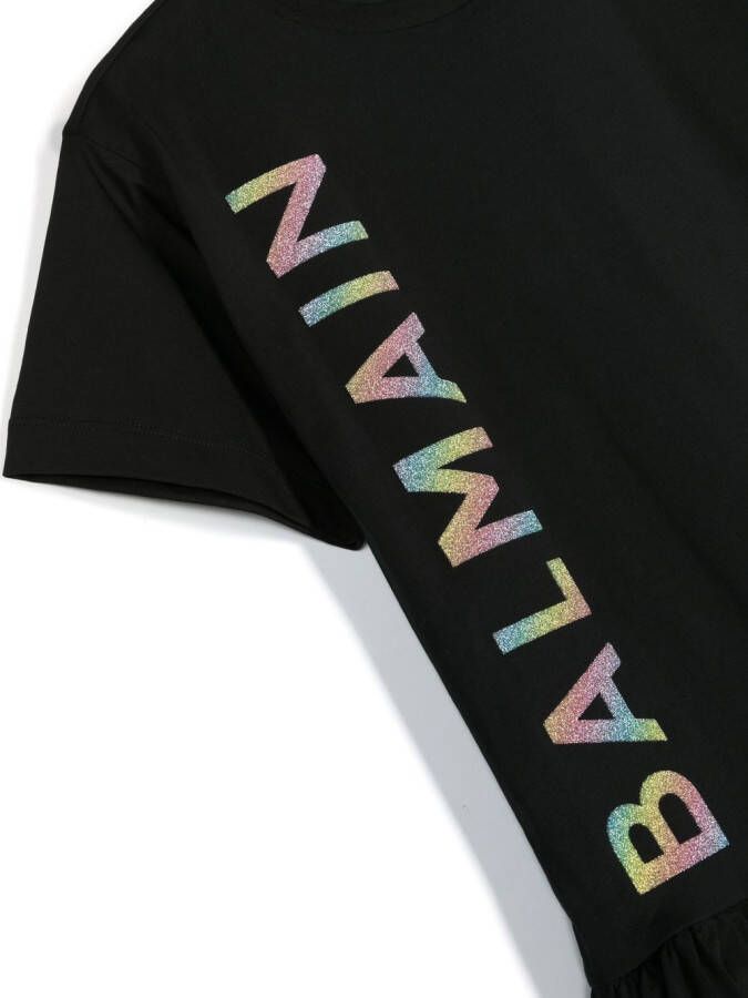Balmain Kids T-shirtjurk met logoprint Zwart