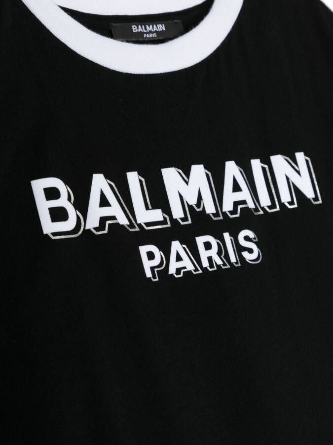 Balmain Kids T-shirtjurk met logoprint Zwart