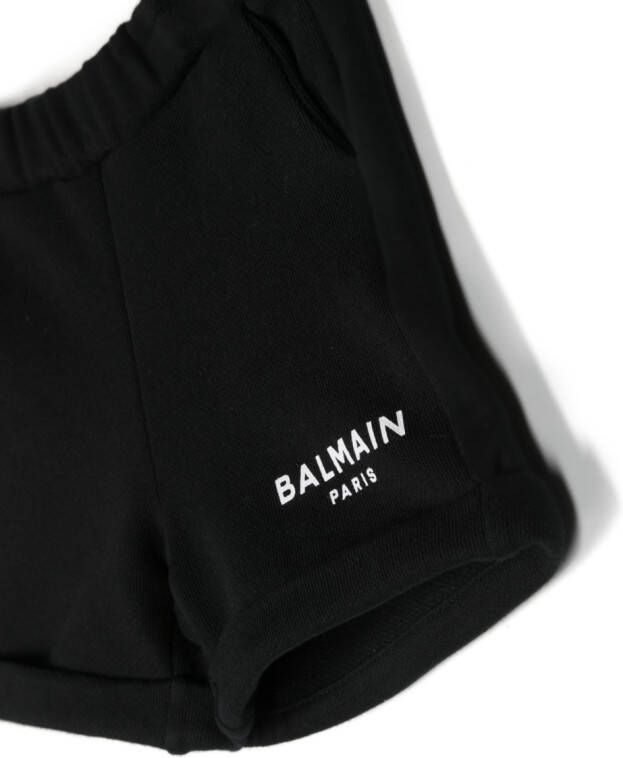 Balmain Kids Shorts met omgeslagen pijpen Zwart