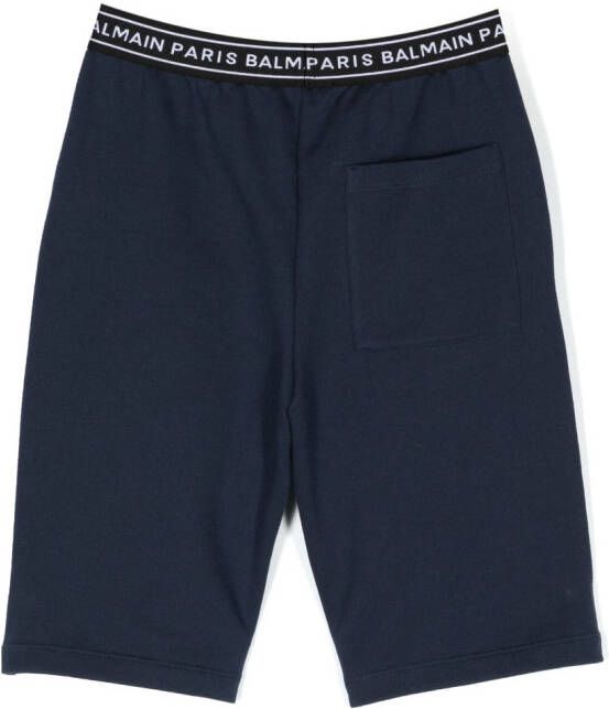 Balmain Kids Shorts met logoband Blauw