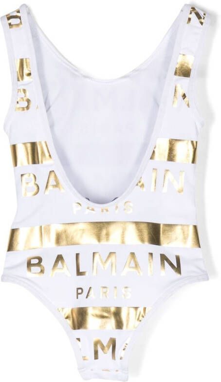 Balmain Kids Badpak met logoprint Wit