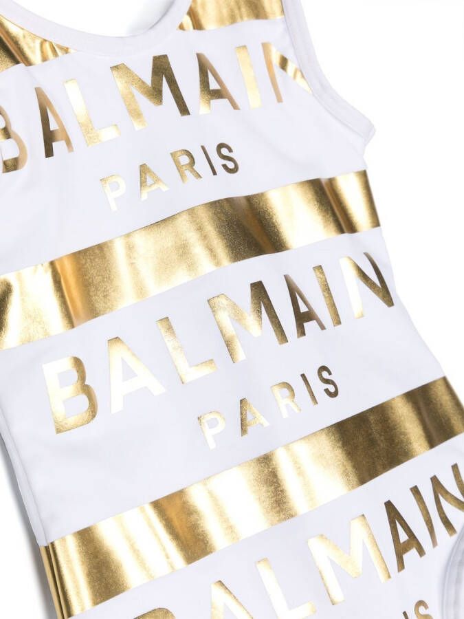 Balmain Kids Badpak met logoprint Wit