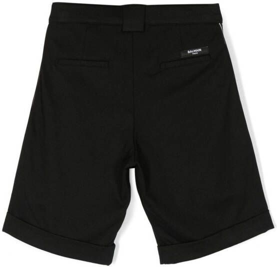 Balmain Kids Geplooide shorts Zwart