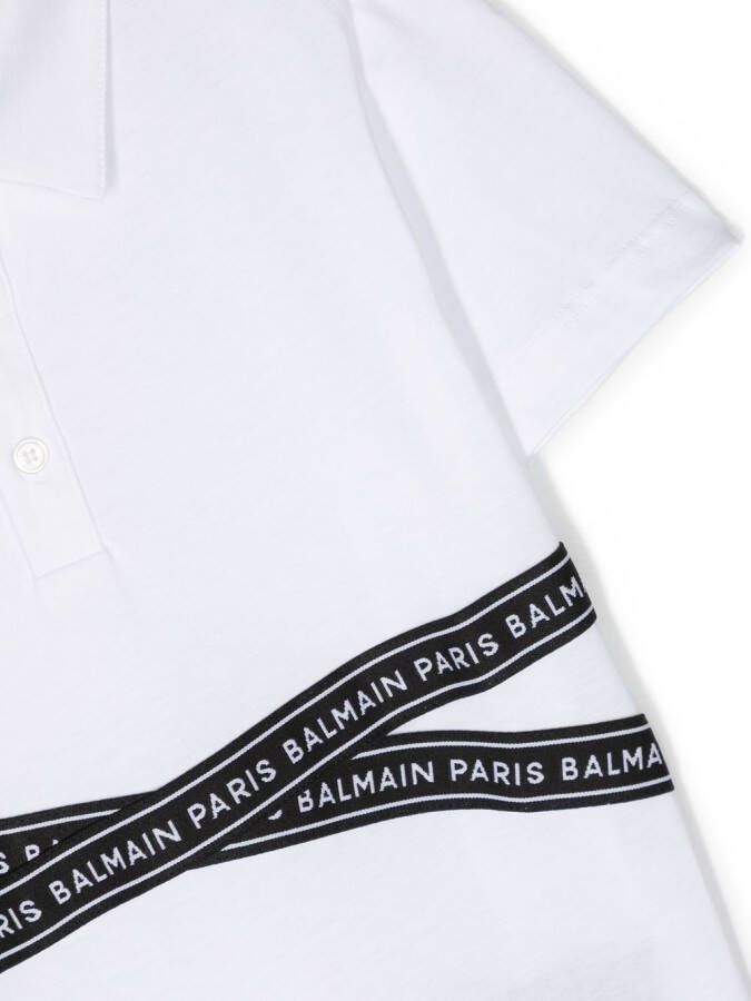 Balmain Kids Poloshirt met logoprint Wit