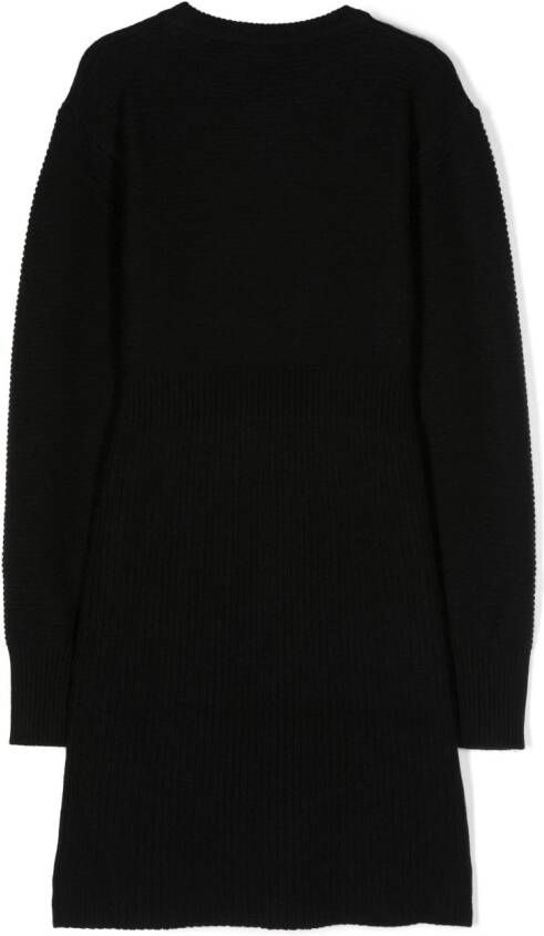 Balmain Kids Ribgebreide jurk Zwart