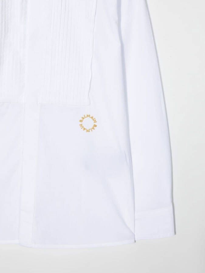 Balmain Kids Shirt met geplooide bies Wit