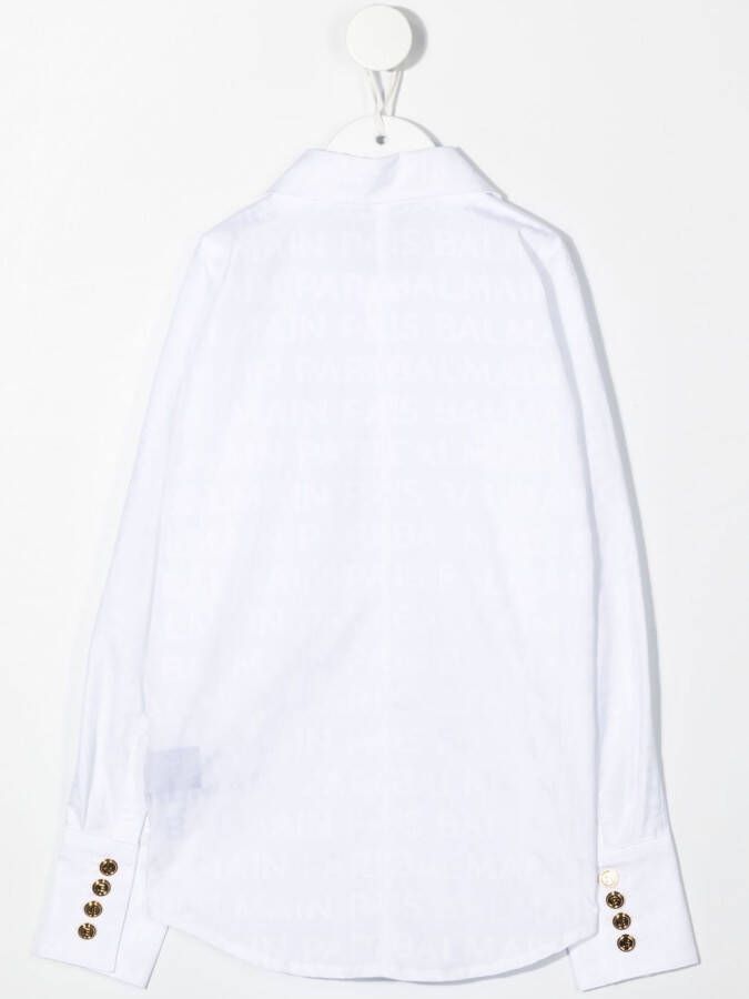 Balmain Kids Shirt met logopatch Wit