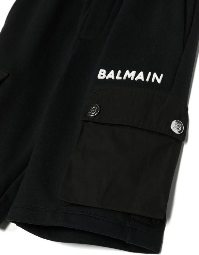 Balmain Kids Shorts met geborduurd logo Zwart
