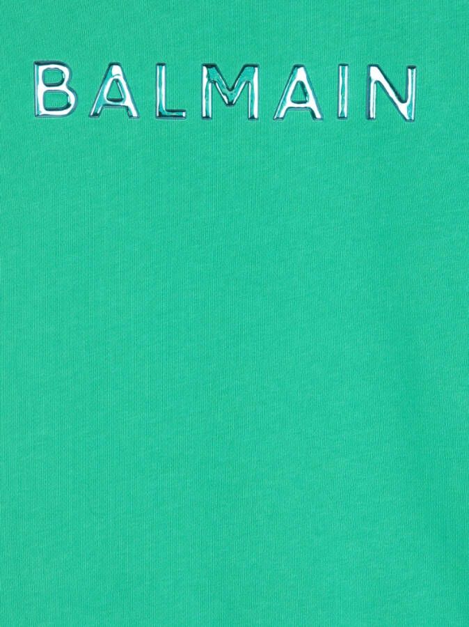 Balmain Kids Sweater met logo-reliëf Groen