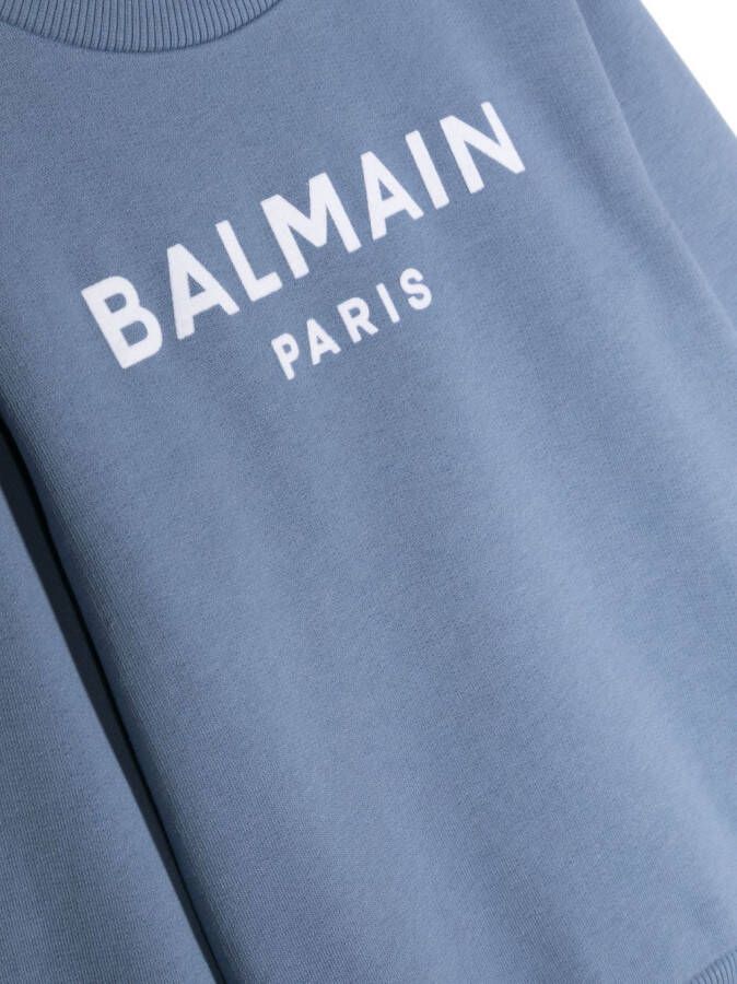Balmain Kids Sweater met logoprint Blauw