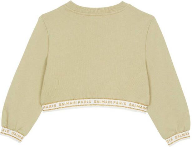 Balmain Kids Sweater met logoprint Groen