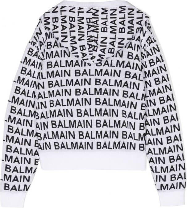 Balmain Kids Sweater met logoprint Wit