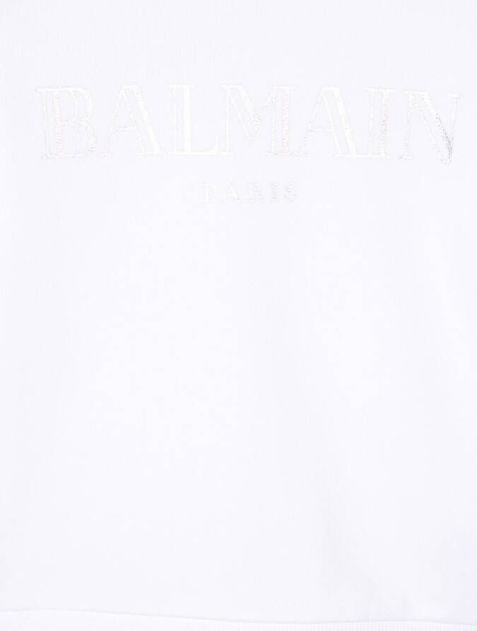 Balmain Kids Sweater met logoprint Wit