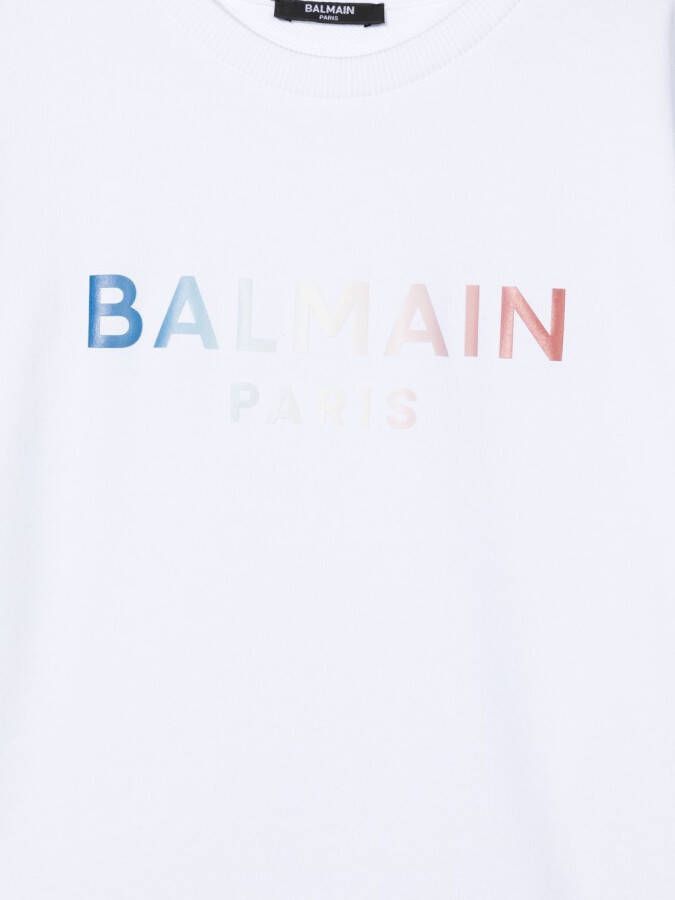 Balmain Kids Sweater met logoprint Wit