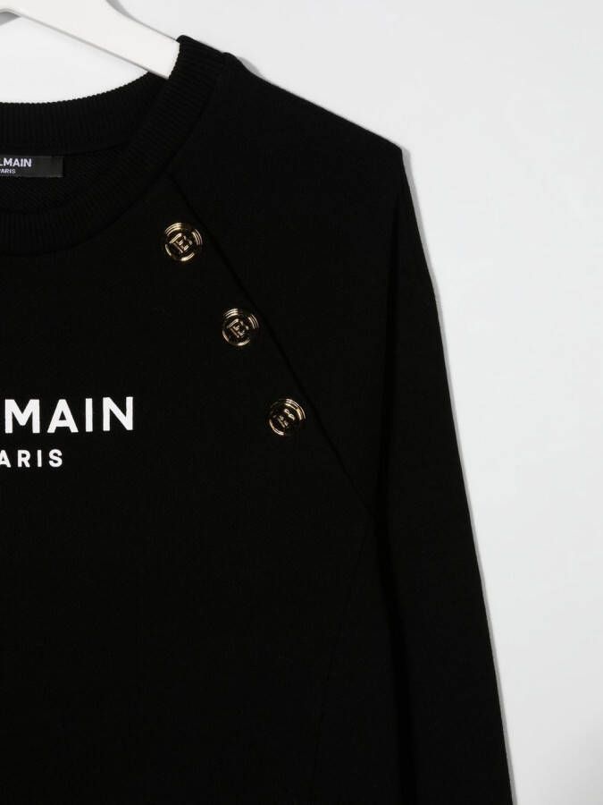 Balmain Kids Sweater met logoprint Zwart