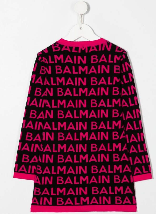 Balmain Kids Sweaterjurk met logoprint Zwart