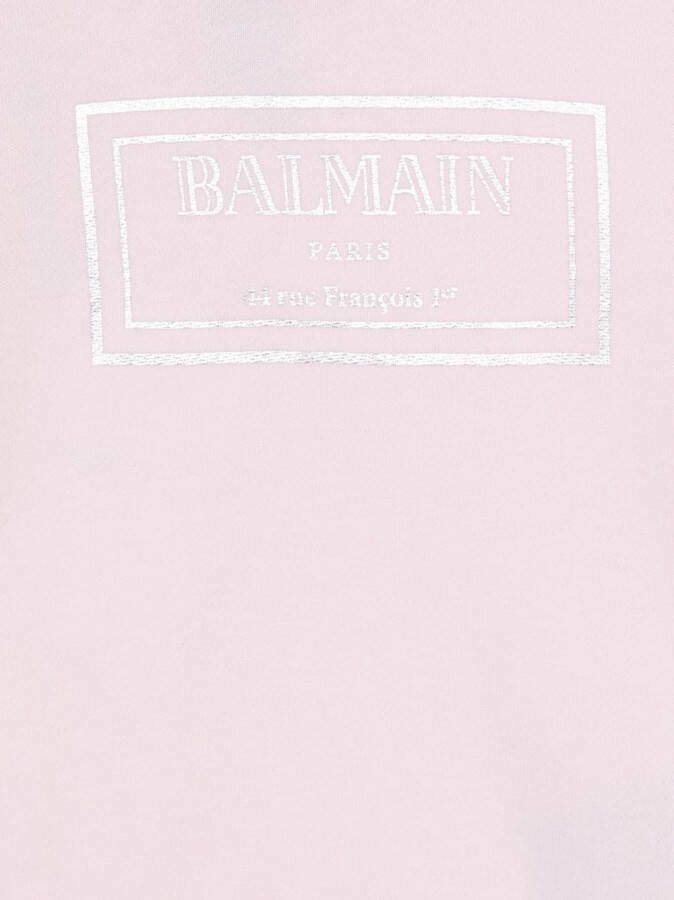 Balmain Kids T-shirt en shorts met logoprint Roze