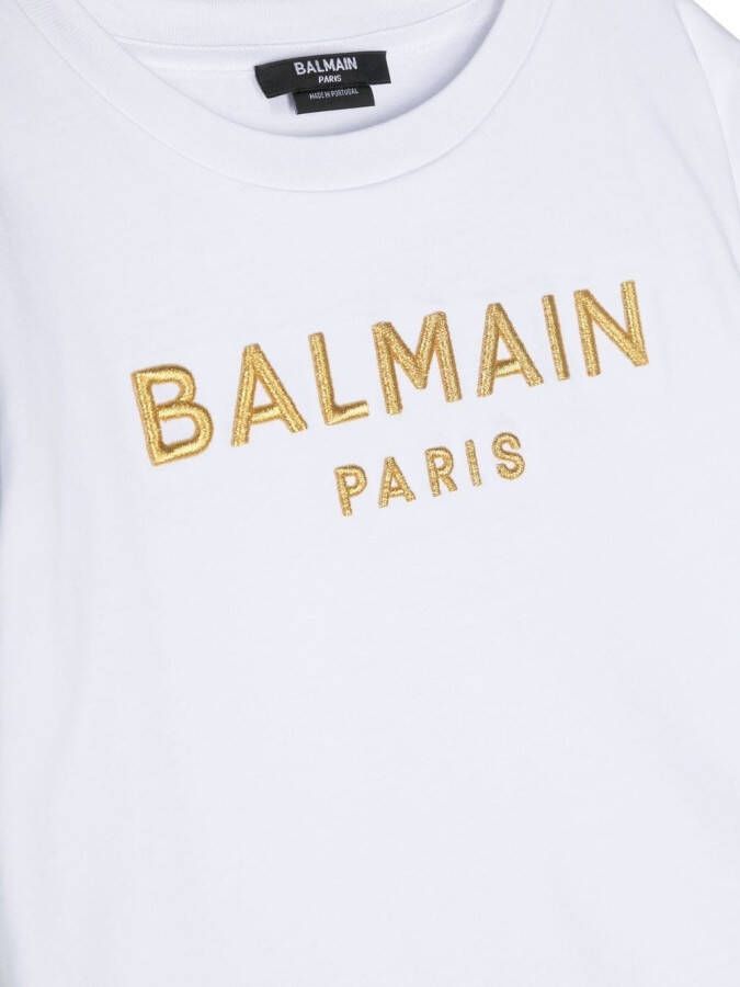 Balmain Kids T-shirt met geborduurd logo Wit