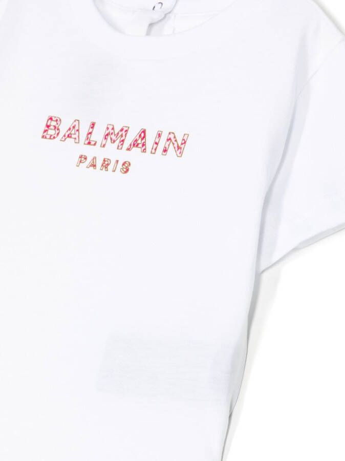 Balmain Kids T-shirt met geborduurd logo Wit