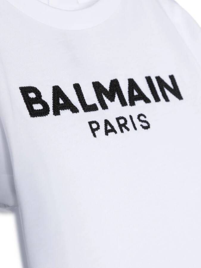 Balmain Kids T-shirt met geborduurd logo Wit