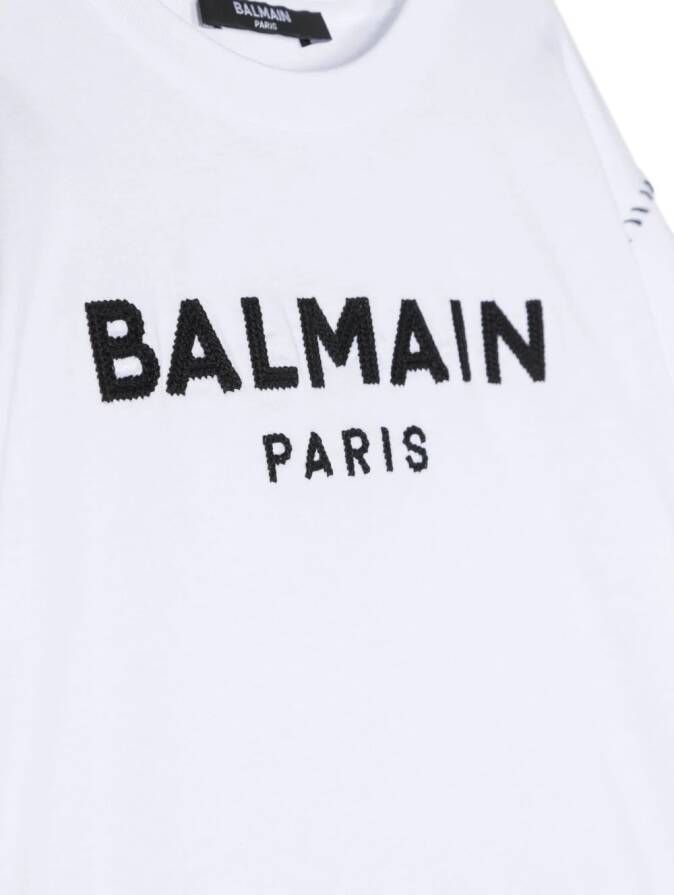 Balmain Kids T-shirt met geborduurd logo Wit