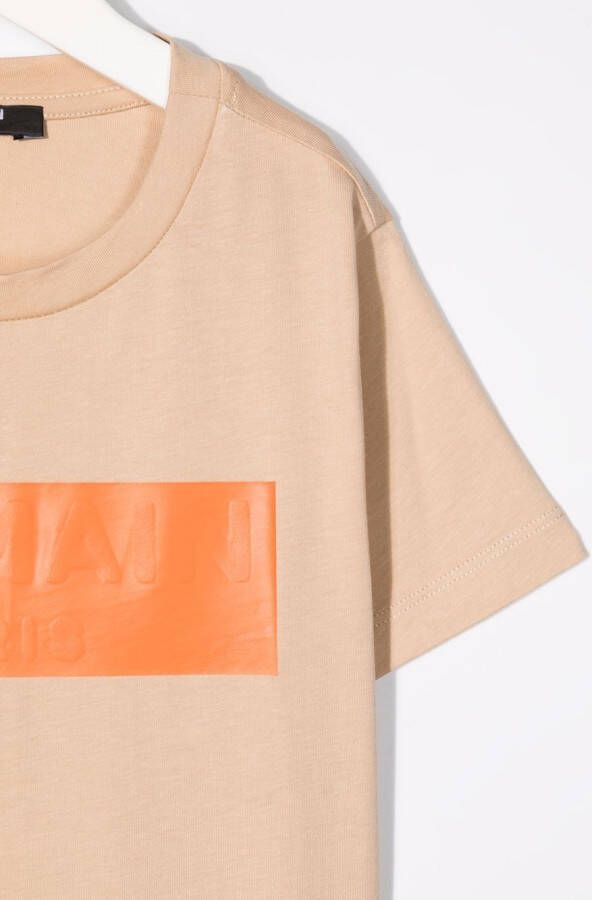 Balmain Kids T-shirt met logo-reliëf Beige