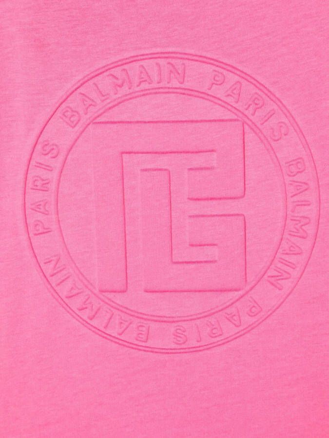 Balmain Kids T-shirt met logo-reliëf Roze