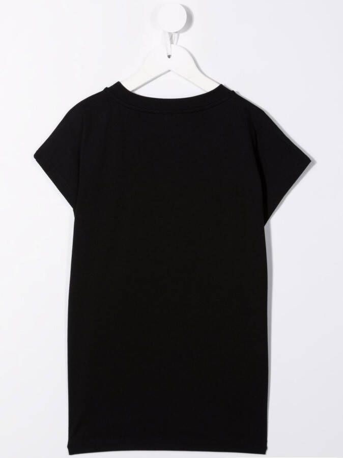Balmain Kids T-shirtjurk met logo-reliëf Zwart