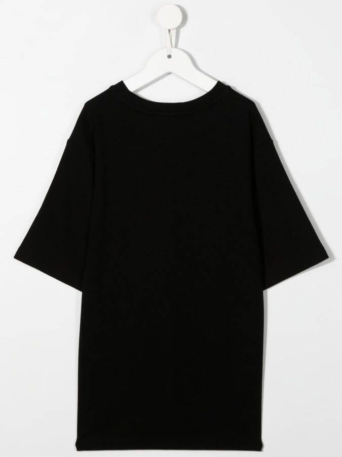 Balmain Kids T-shirt met logo van stras Zwart