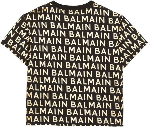 Balmain Kids T-shirt met logo Zwart