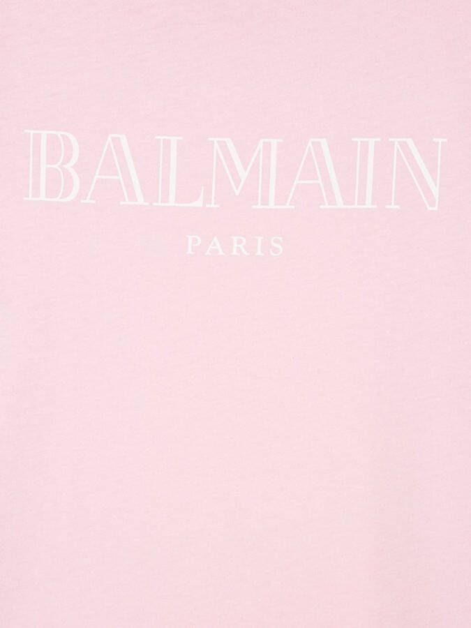 Balmain Kids T-shirt met logoprint Roze