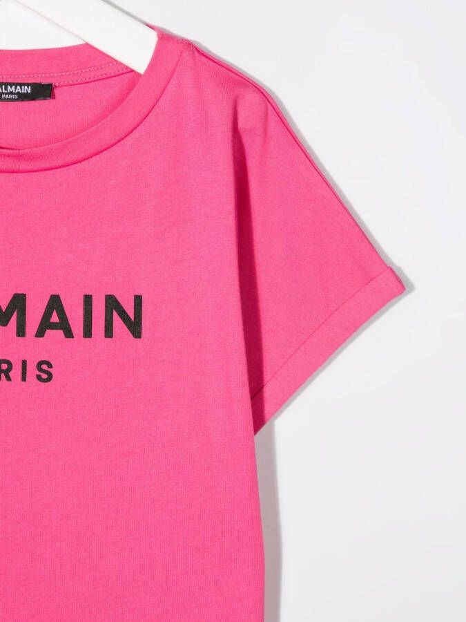 Balmain Kids T-shirt met logoprint Roze