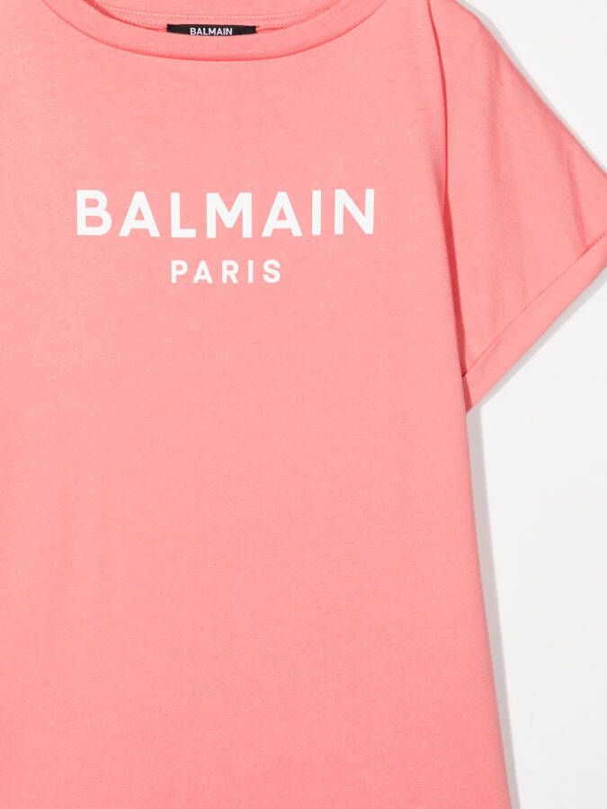 Balmain Kids T-shirt met logoprint Roze