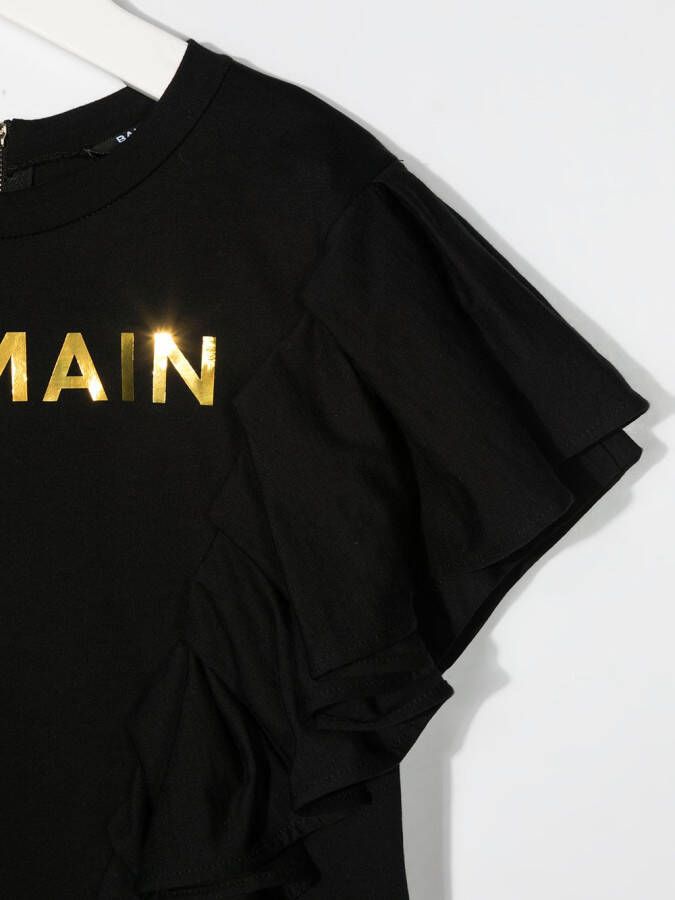 Balmain Kids T-shirt met logoprint Zwart