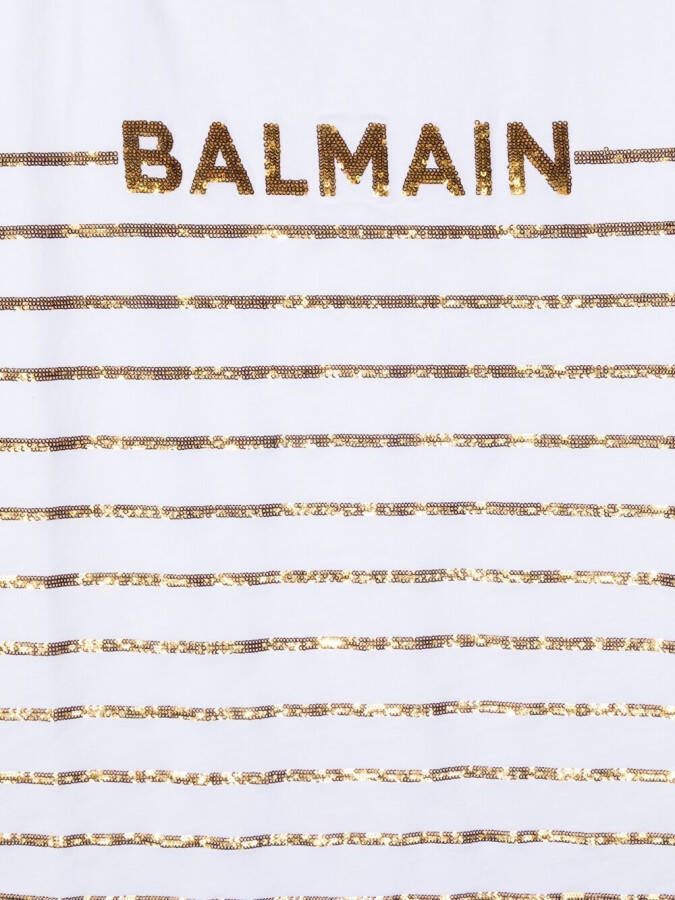 Balmain Kids T-shirt met logostreep Wit