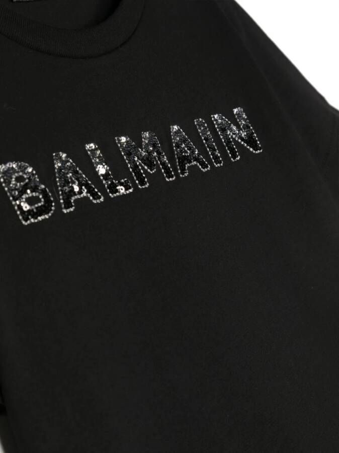 Balmain Kids T-shirt met pailletten Zwart