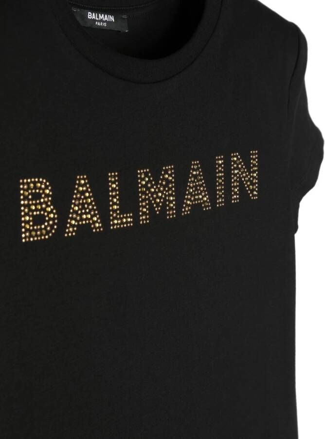 Balmain Kids T-shirt verfraaid met kristallen Zwart