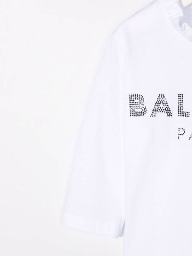 Balmain Kids T-shirt verfraaid met logo Wit