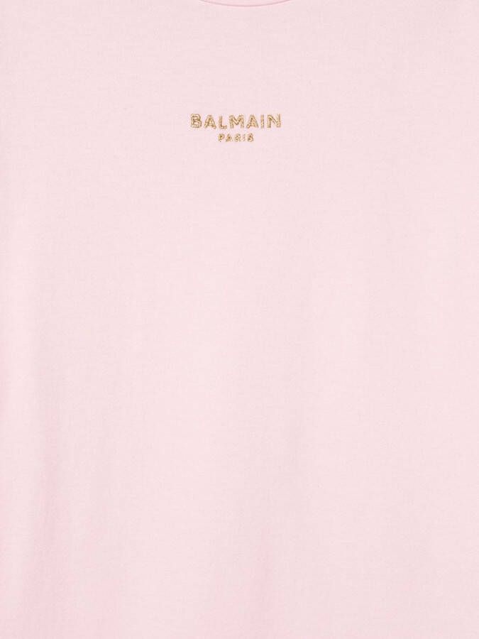 Balmain Kids T-shirtjurk met geborduurd logo Roze
