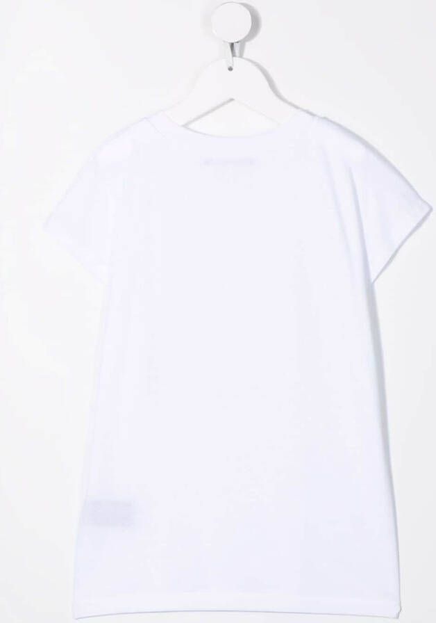 Balmain Kids T-shirtjurk met logo-reliëf Wit