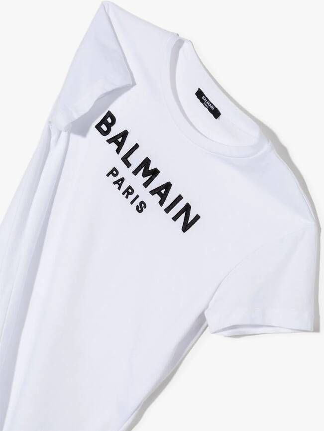 Balmain Kids T-shirtjurk met logoprint Wit