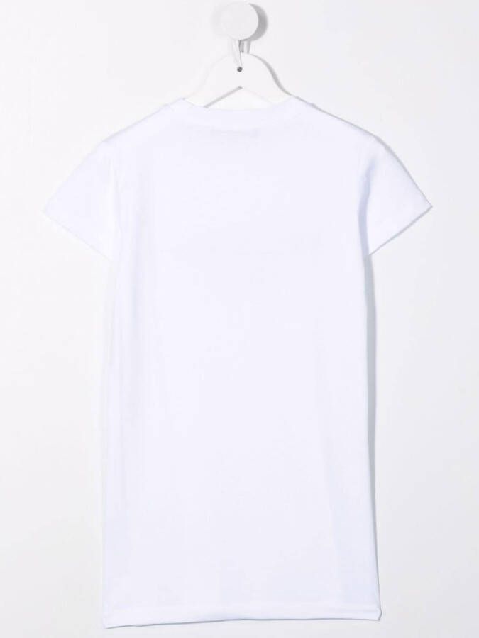 Balmain Kids T-shirtjurk verfraaid met pailletten Wit
