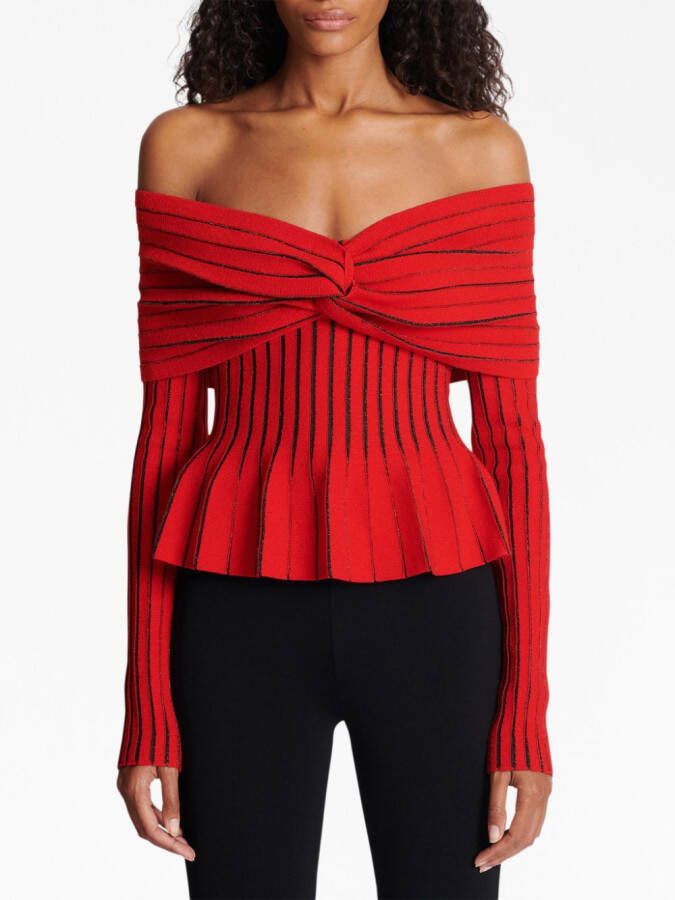 Balmain Off-shoulder top Rood