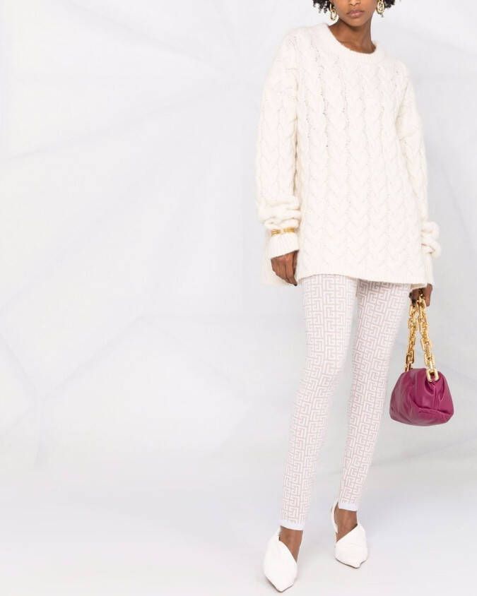 Balmain Legging met monogram patroon Beige