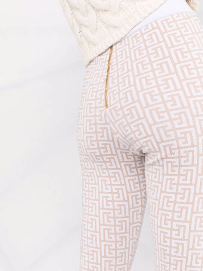 Balmain Legging met monogram patroon Beige